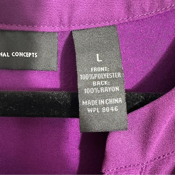 INC size L purple sleeveless top, chiffon front/jersey back, v neck, summer - Picture 3 of 8